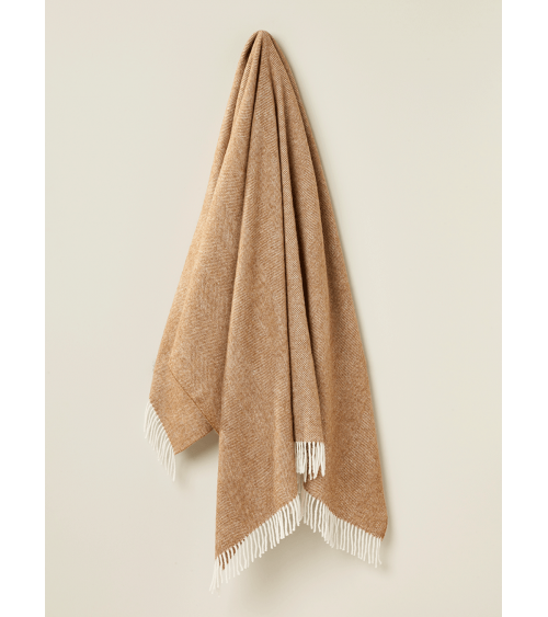 Wool Blanket HERRINGBONE Camel - Sofa Throw Bronte by Moon best for sofa throw warm cozy soft