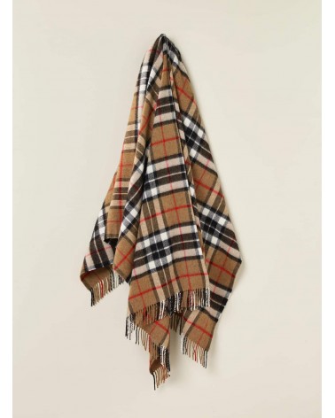 Plaid tartan Camel Stewart - Couverture douce en laine Bronte by Moon plaide pour canapé de lit cocooning chaud