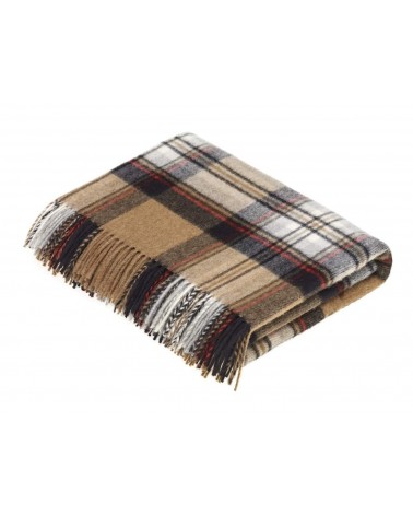 Tartan throw Camel Stewart - Merino wool blanket Bronte by Moon clan plaids english sofa cozy soft throw blanket