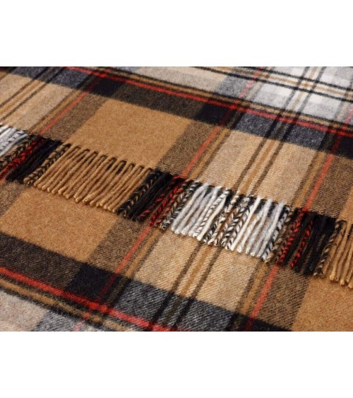 Tartan throw Camel Stewart - Merino wool blanket Bronte by Moon clan plaids english sofa cozy soft throw blanket