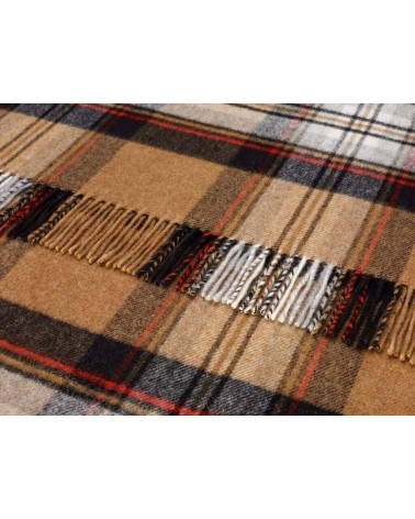 Tartan throw Camel Stewart - Merino wool blanket Bronte by Moon clan plaids english sofa cozy soft throw blanket