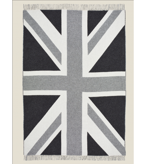 Wolldecke UNION JACK Mono - Kuscheldecke, Merino Wolle Decke Bronte by Moon Schafwolldecke warme Woll Decken Sofa wohndecke k...