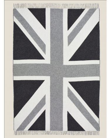 Wolldecke UNION JACK Mono - Kuscheldecke, Merino Wolle Decke Bronte by Moon Schafwolldecke warme Woll Decken Sofa wohndecke k...