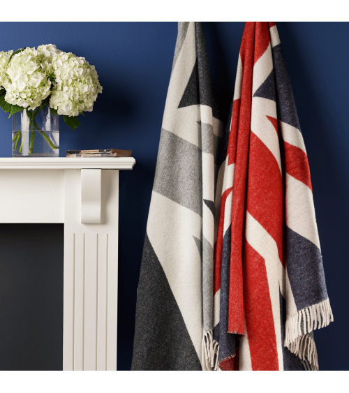 Couverture UNION JACK Mono - Plaid en laine pour canapé Bronte by Moon anglaise plaid tartan ecossais 100 laine highland