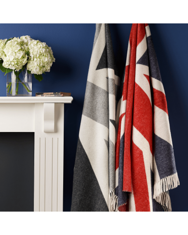 Couverture UNION JACK Mono - Plaid en laine pour canapé Bronte by Moon anglaise plaid tartan ecossais 100 laine highland