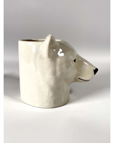 Polar Bear - Animal Pencil pot & Flower pot Quail Ceramics pretty pen pot holder cutlery toothbrush makeup brush