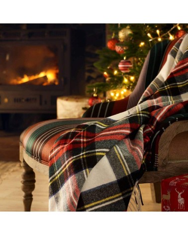 Tartan throw Dress Stewart - Merino wool blanket Bronte by Moon best for sofa throw warm cozy soft