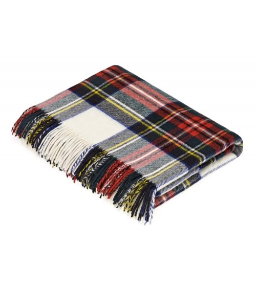 Tartan throw Dress Stewart - Merino wool blanket Bronte by Moon best for sofa throw warm cozy soft