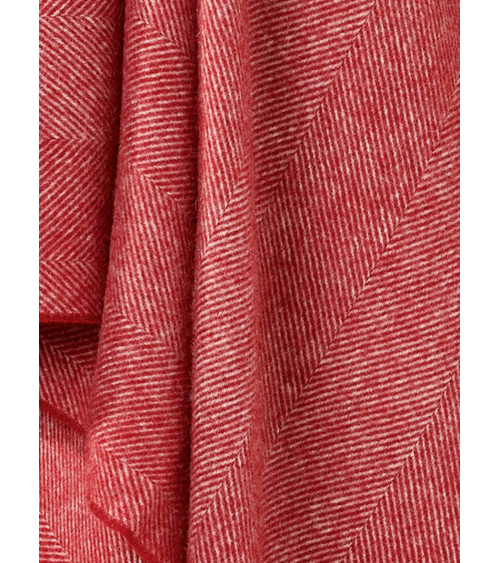 Plaid HERRINGBONE Rosso - Coperta pura lana vergine Bronte by Moon di qualità per divano coperte plaid