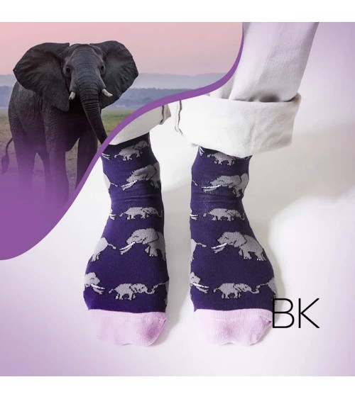 Sauvez les éléphants - Chaussettes en bambou Bare Kind jolies chausset pour homme femme fantaisie drole originales