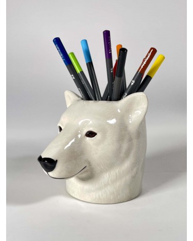 Polar Bear - Animal Pencil pot & Flower pot Quail Ceramics pretty pen pot holder cutlery toothbrush makeup brush