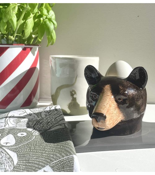 Black Bear - Egg cup holder Quail Ceramics cute egg cup holder