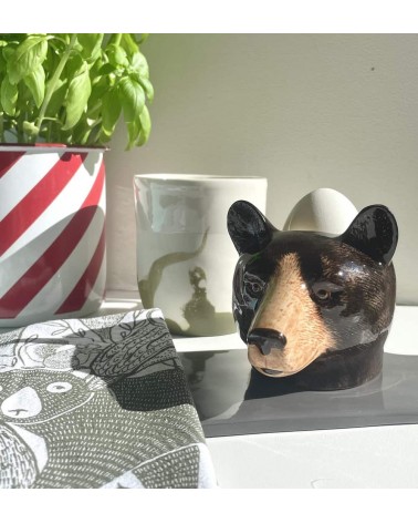 Black Bear - Egg cup holder Quail Ceramics cute egg cup holder