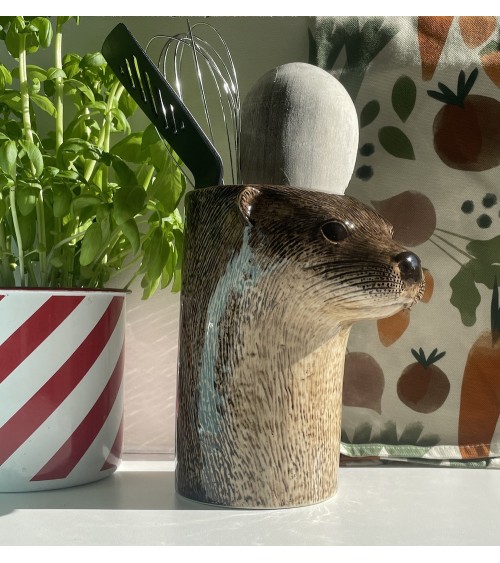 Loutre - Pot à ustensiles de cuisine en ceramique Quail Ceramics original suisse