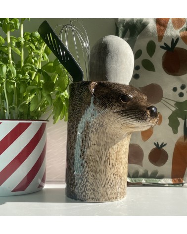 Loutre - Pot à ustensiles de cuisine en ceramique Quail Ceramics original suisse