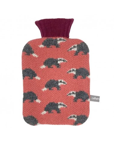 Badgers - Small Hot water bottle with wool cover Catherine Tough bag long rechargeable luxury cute