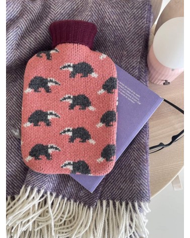 Badgers - Small Hot water bottle with wool cover Catherine Tough bag long rechargeable luxury cute