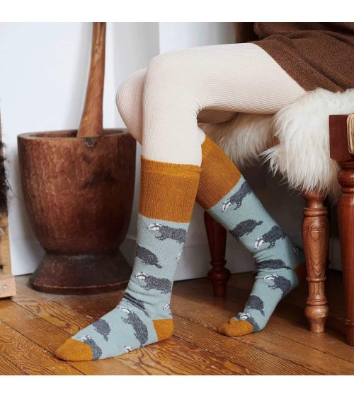 Badgers - Wool knee socks for women Catherine Tough funny crazy cute cool best pop socks for women men