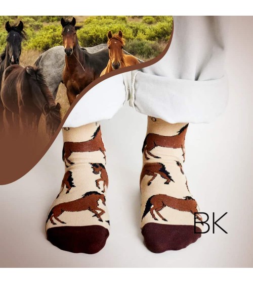 Sauvez les chevaux - Chaussettes en bambou Bare Kind jolies chausset pour homme femme fantaisie drole originales