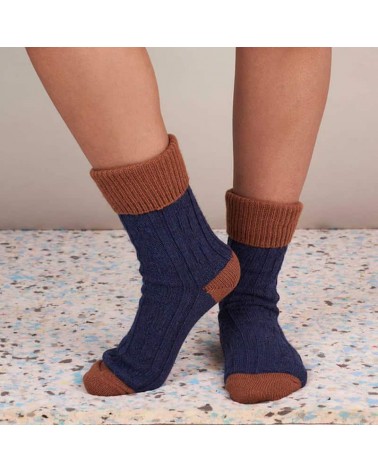 Wool and cashmere socks - Navy blue and copper Catherine Tough funny crazy cute cool best pop socks for women men