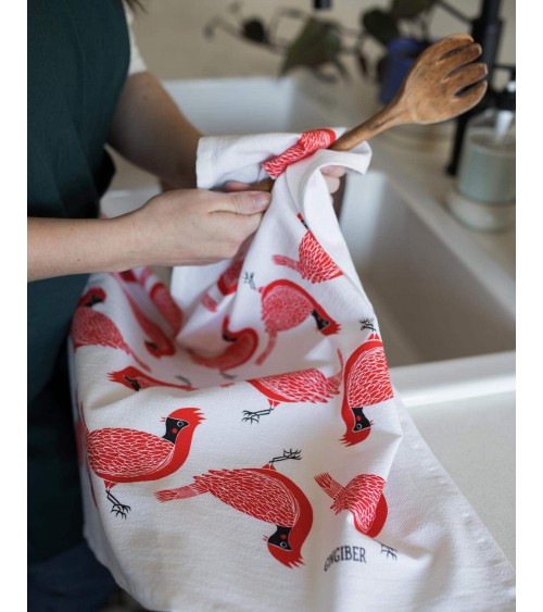 Coffret cadeau linge de cuisine - Oiseaux Gingiber torchon vaisselle qualité serviette haut de gamme beaux essuie main originaux