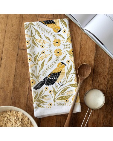 Coffret cadeau linge de cuisine - Oiseaux Gingiber torchon vaisselle qualité serviette haut de gamme beaux essuie main originaux