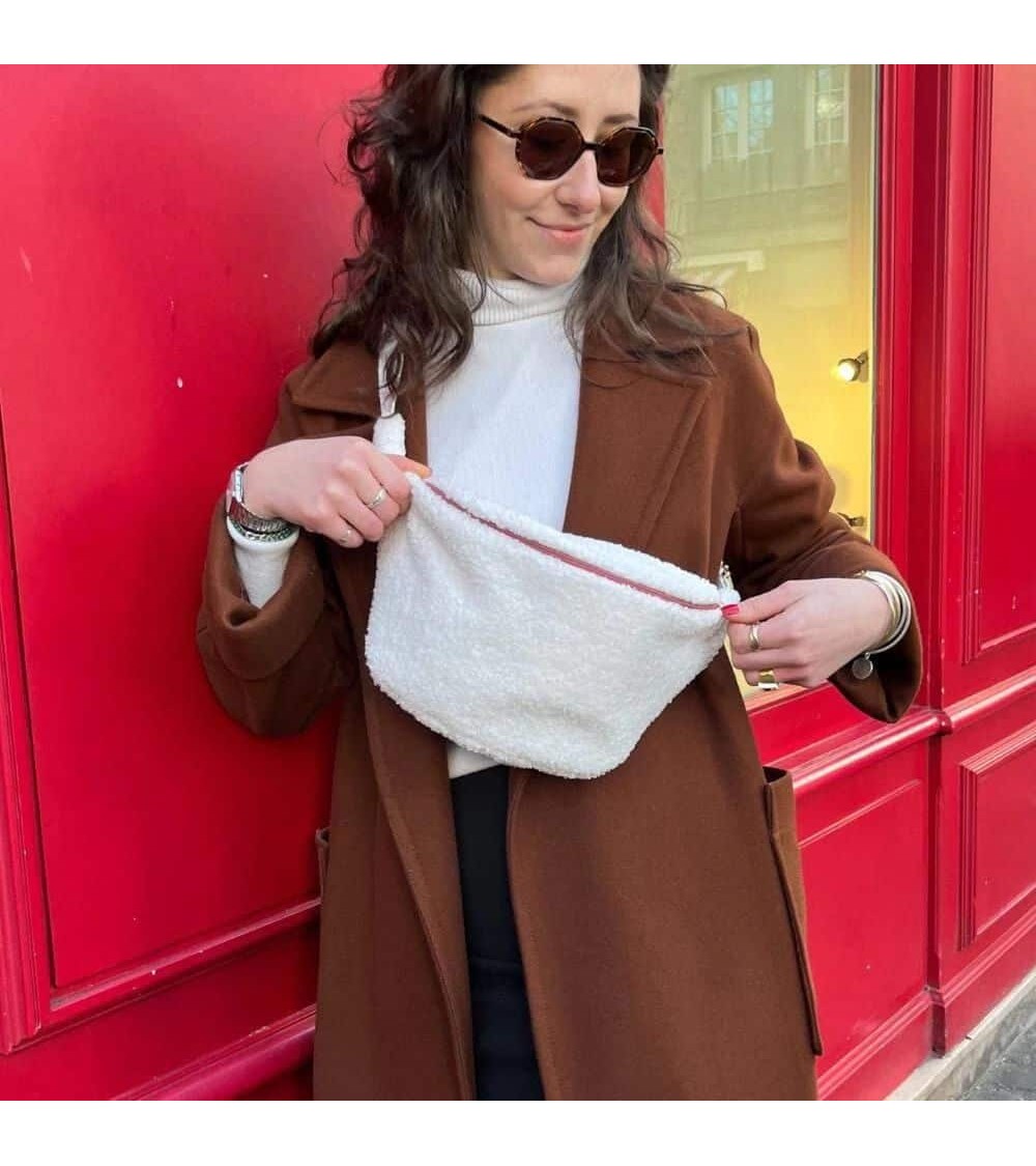 Bauchtasche mit Wickeltasche - Donna - Bouclé Stoff weiss Mellipou trendig schweiz kaufen kitatori
