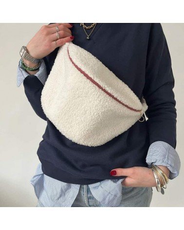 Marsupio, Borsa fasciatoio - Donna - Tessuto bouclé bianco Mellipou originale kitatori