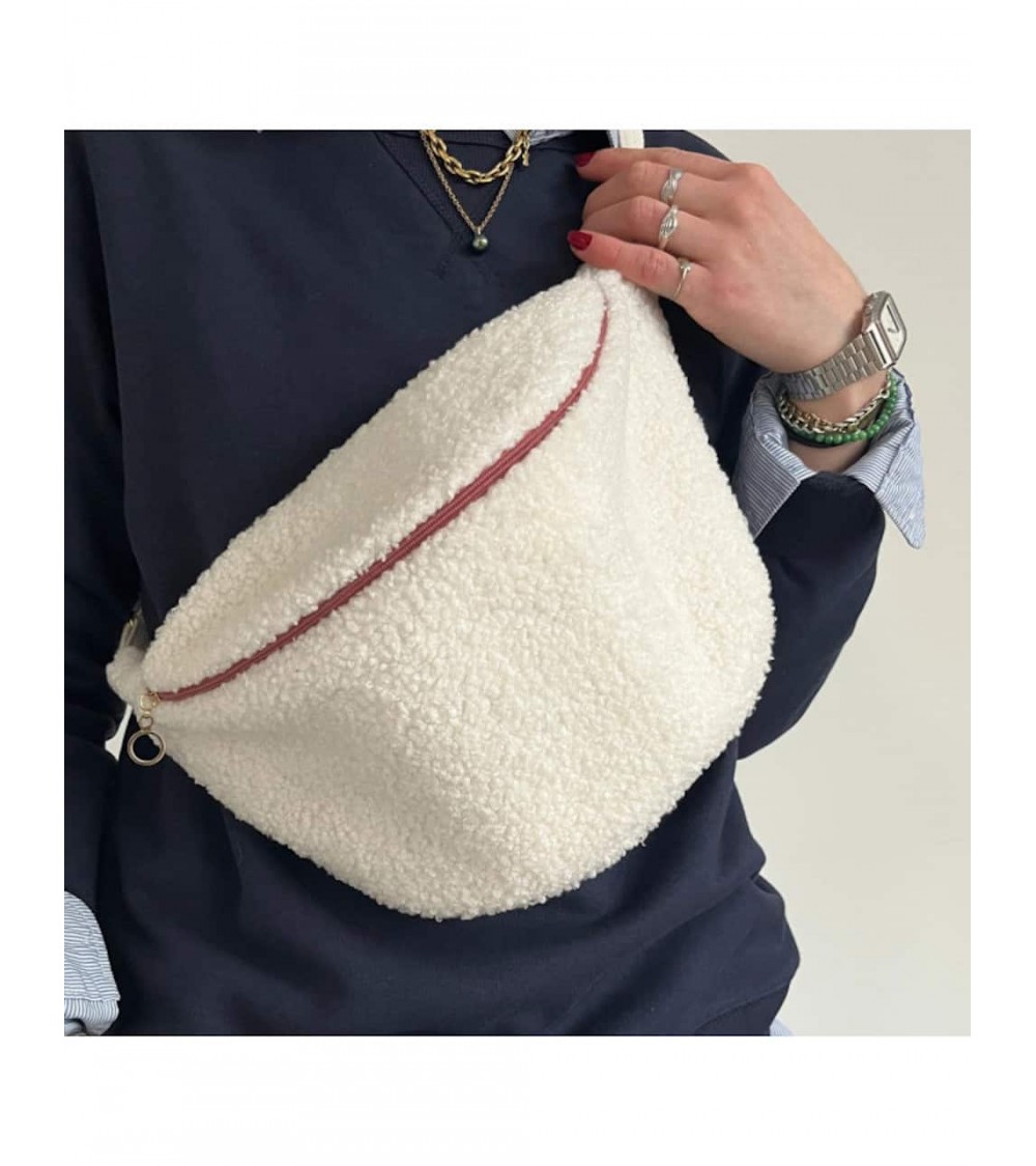 Bauchtasche mit Wickeltasche - Donna - Bouclé Stoff weiss Mellipou trendig schweiz kaufen kitatori