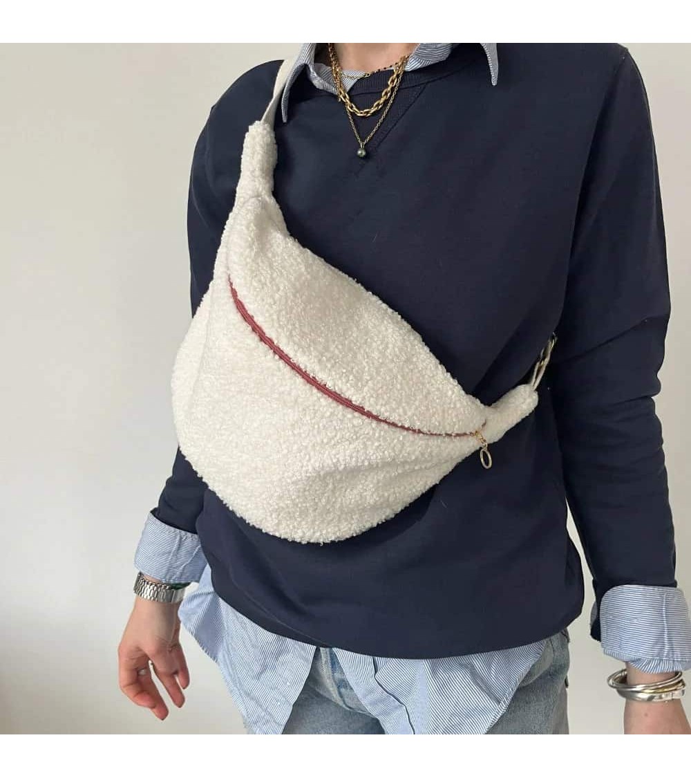 Bauchtasche mit Wickeltasche - Donna - Bouclé Stoff weiss Mellipou trendig schweiz kaufen kitatori