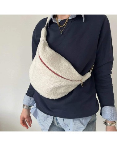 Marsupio, Borsa fasciatoio - Donna - Tessuto bouclé bianco Mellipou originale kitatori