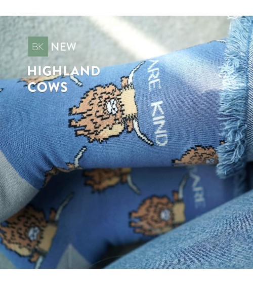 Rettet die Kühe der Highlands - Bambus Socken Bare Kind Socke lustige Damen Herren farbige coole socken mit motiv kaufen