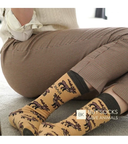 Save the Highland deer - Bamboo Socks Bare Kind funny crazy cute cool best pop socks for women men