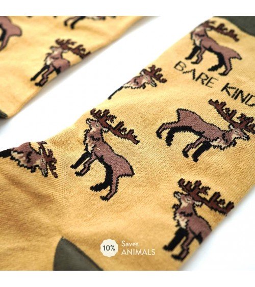 Save the Highland deer - Bamboo Socks Bare Kind funny crazy cute cool best pop socks for women men