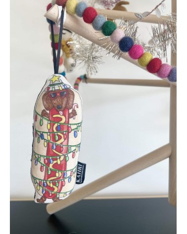 Mini bambola Bassotto hot dog di Natale - decorazione natale KAHRI Decorazioni natalizie eleganti particolari decoro natale d...