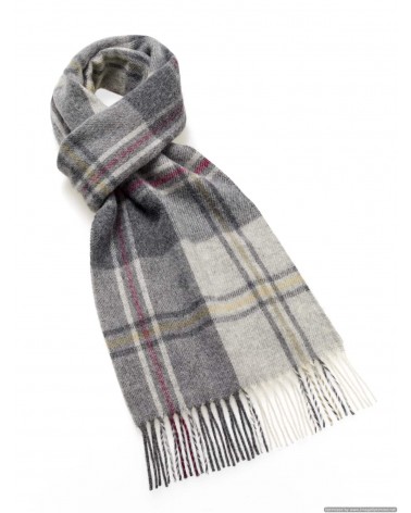 SILVERDALE Gris / Rose - écharpe en laine mérinos Bronte by Moon luxe pour femme homme Suisse Kitatori