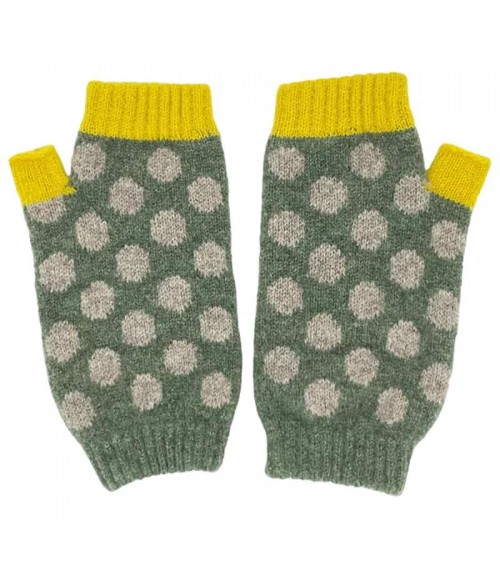 Soft Green Spot - Wool fingerless gloves for women Catherine Tough original gift idea switzerland