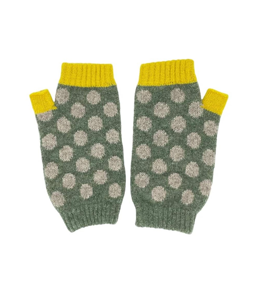 Soft Green Spot - Wool fingerless gloves for women Catherine Tough original gift idea switzerland