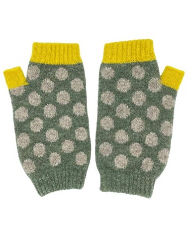 Soft Green Spot - Wool fingerless gloves for women Catherine Tough original gift idea switzerland