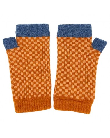 Peach check - Wool fingerless gloves for women Catherine Tough original gift idea switzerland