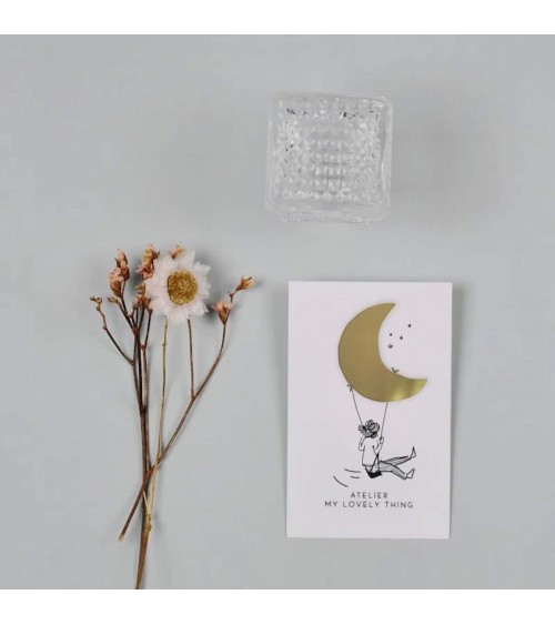 Lune - Pin's en laiton My Lovely Thing pins rare métal originaux bijoux suisse