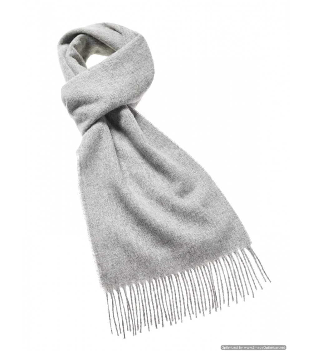 PLAIN Gris - echarpe unie en laine merinos Bronte by Moon luxe pour femme homme Suisse Kitatori