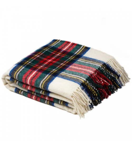 Tartan throw DRESS STEWART - Pure new wool blanket Bronte by Moon clan plaids english sofa cozy soft throw blanket