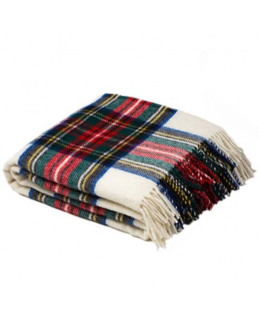 Tartan throw DRESS STEWART - Pure new wool blanket Bronte by Moon clan plaids english sofa cozy soft throw blanket