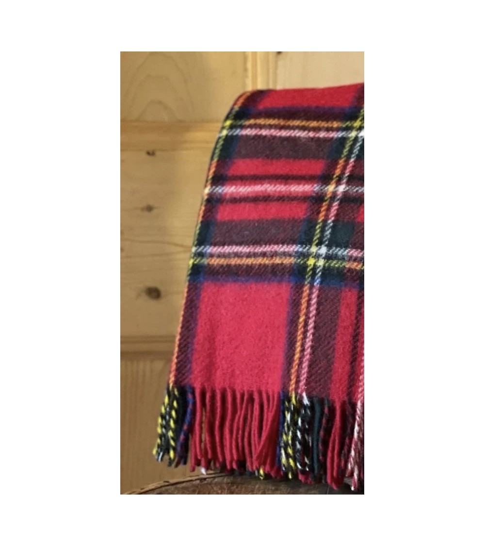 Tartan throw ROYAL STEWART - Pure new wool blanket Bronte by Moon clan plaids english sofa cozy soft throw blanket