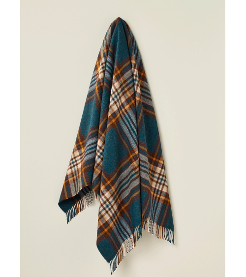 Plaid ST IVES Teal - Couverture en pure laine vierge Bronte by Moon un plaid cocooning couverture chaude douce plaide lit