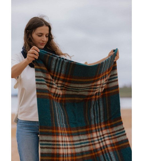 Sofa Throw ST IVES Teal - Pure new wool blanket Bronte by Moon warm cozy soft sofa throw blanket picnic throws and blankets