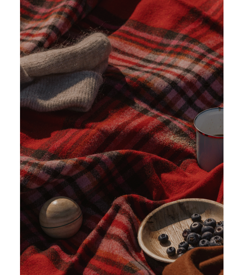 Plaid ST IVES Rouge - Couverture en pure laine vierge Bronte by Moon un plaid cocooning couverture chaude douce plaide lit