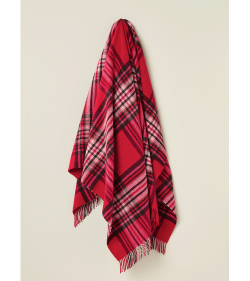 Sofa Throw ST IVES Red - Pure new wool blanket Bronte by Moon warm cozy soft sofa throw blanket picnic throws and blankets