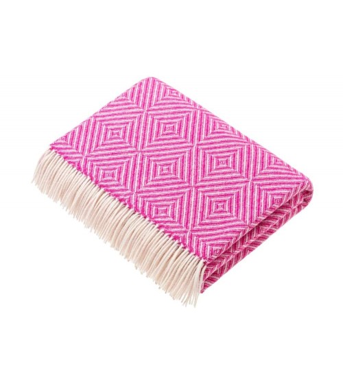 Plaid BRIGHT DIAMOND Fuchsia - Couverture en laine mérinos Bronte by Moon un plaid cocooning couverture chaude douce plaide lit